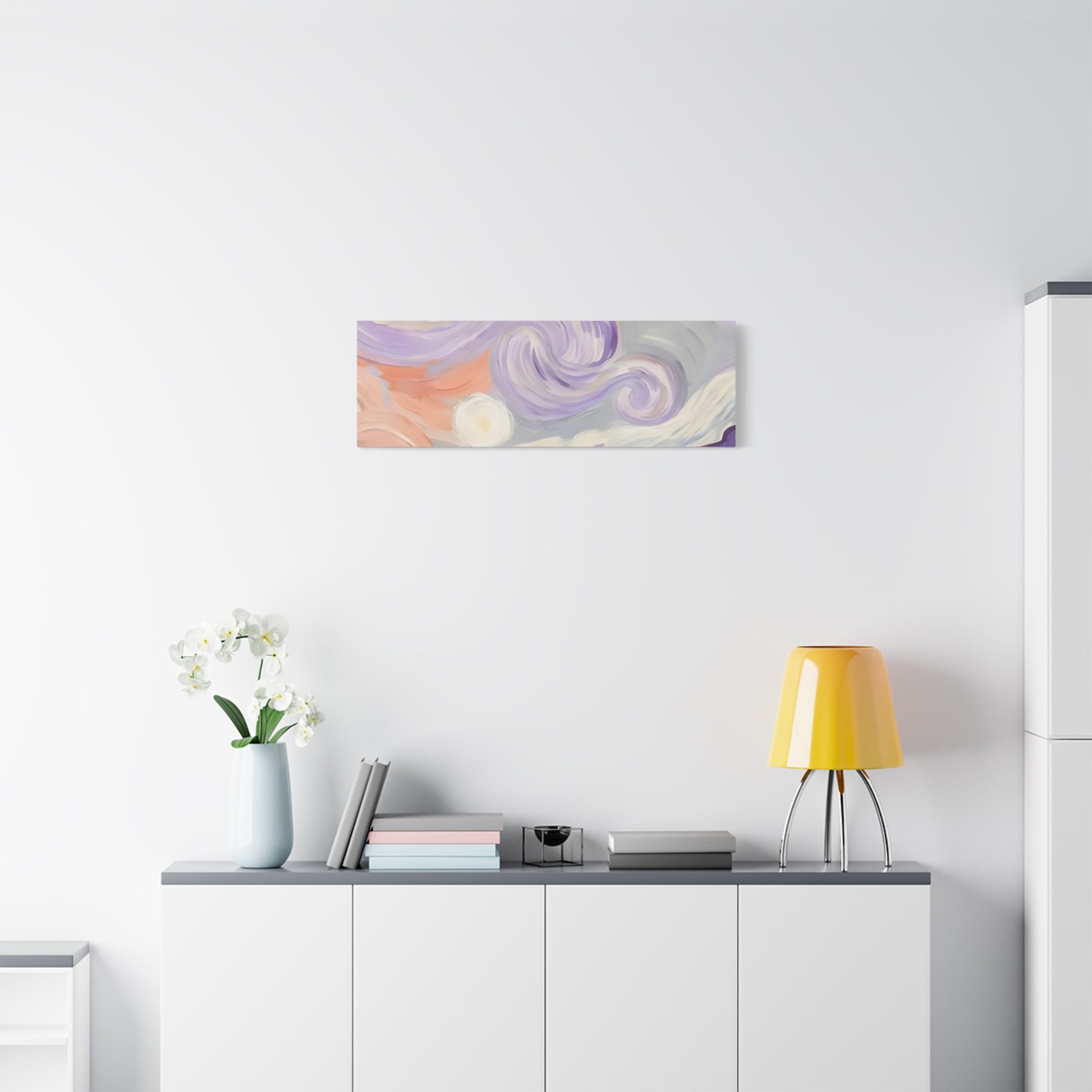 Abstract Swirl Canvas Art – Lavender & Peach Matte Stretched Canvas