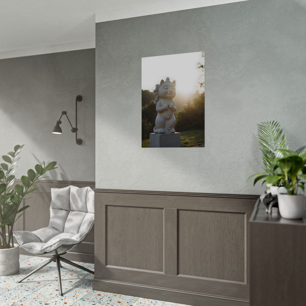 Zonovergoten gelukskat muurdecoratie - Poster 