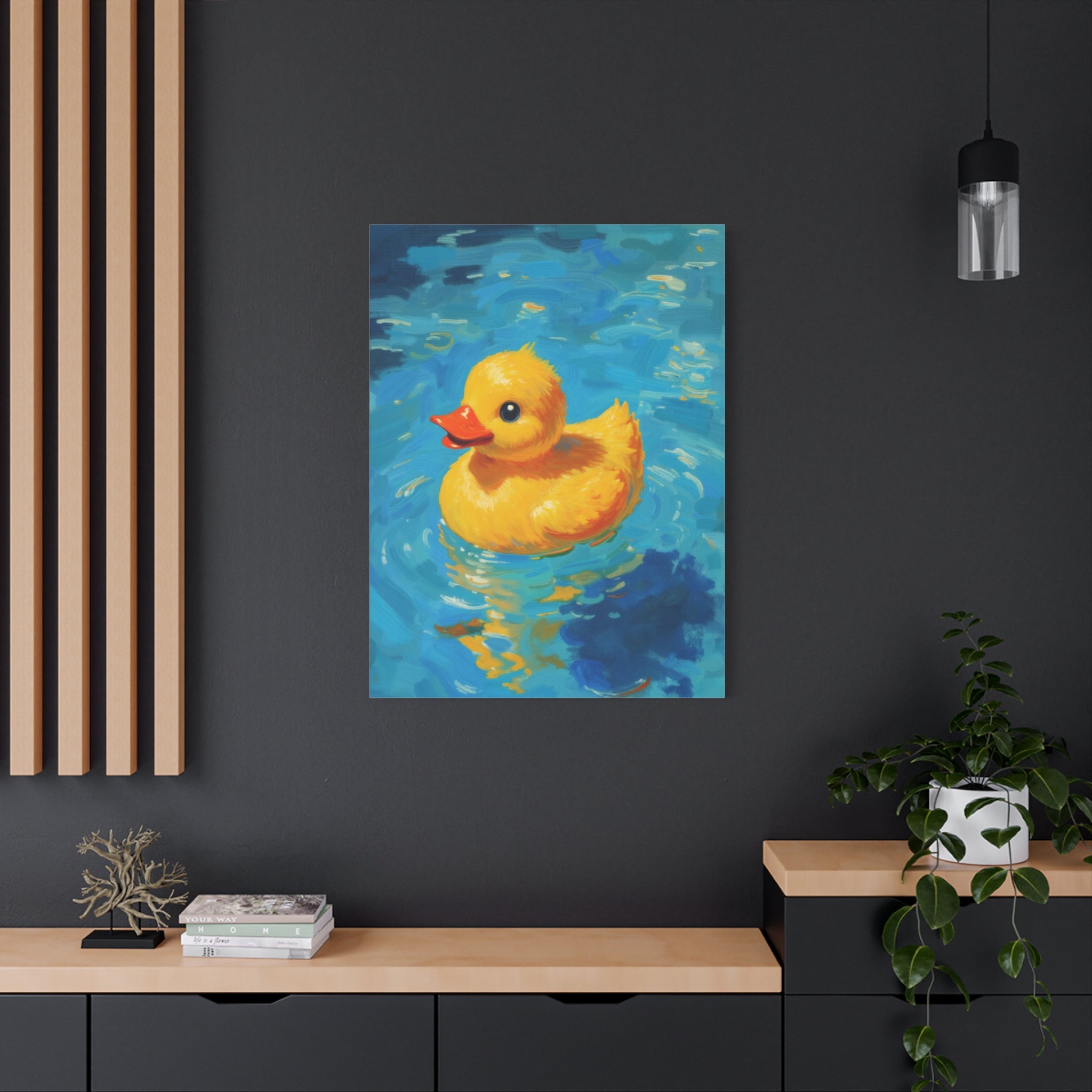 Rubber Duck Painting Canvas — Bright Yellow Nursery Wall Art