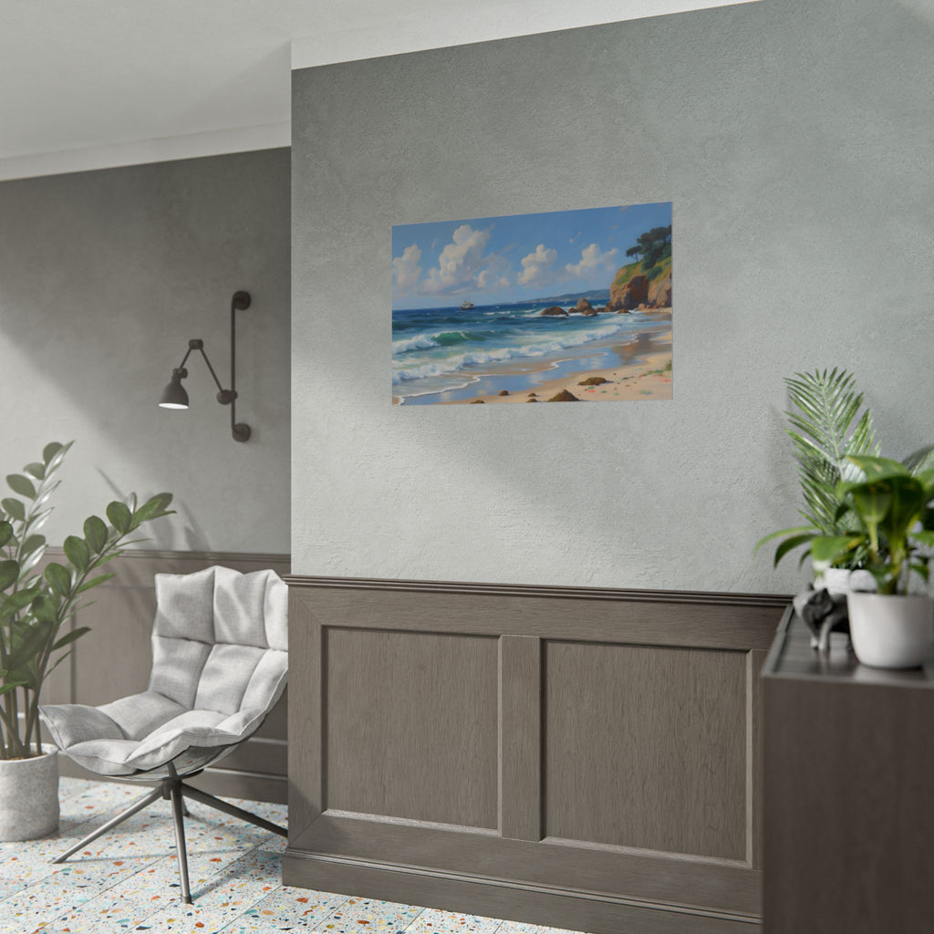 Coastal Seascape Poster - Rolled Beach Print, Ocean Waves Wall Art