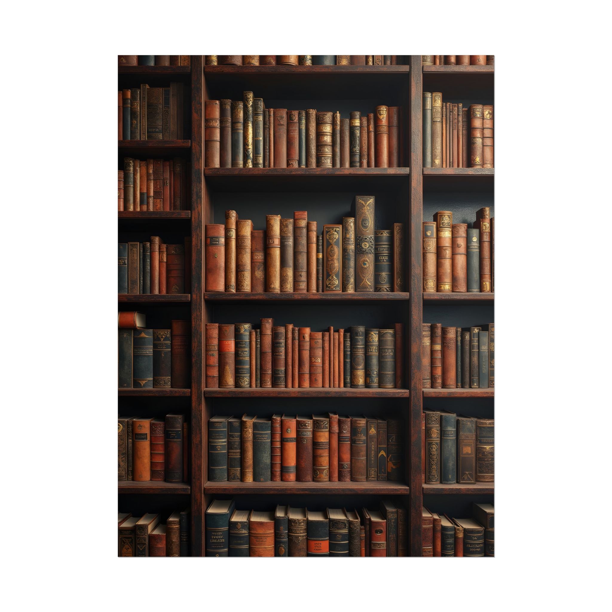 Vintage Library Bookshelf Rolled Poster - Antique Bookshop Wall Art