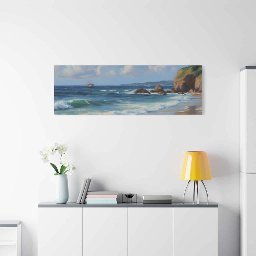 Seaside Beach Canvas Print — Coastal Landscape Matte Stretched Wall Art