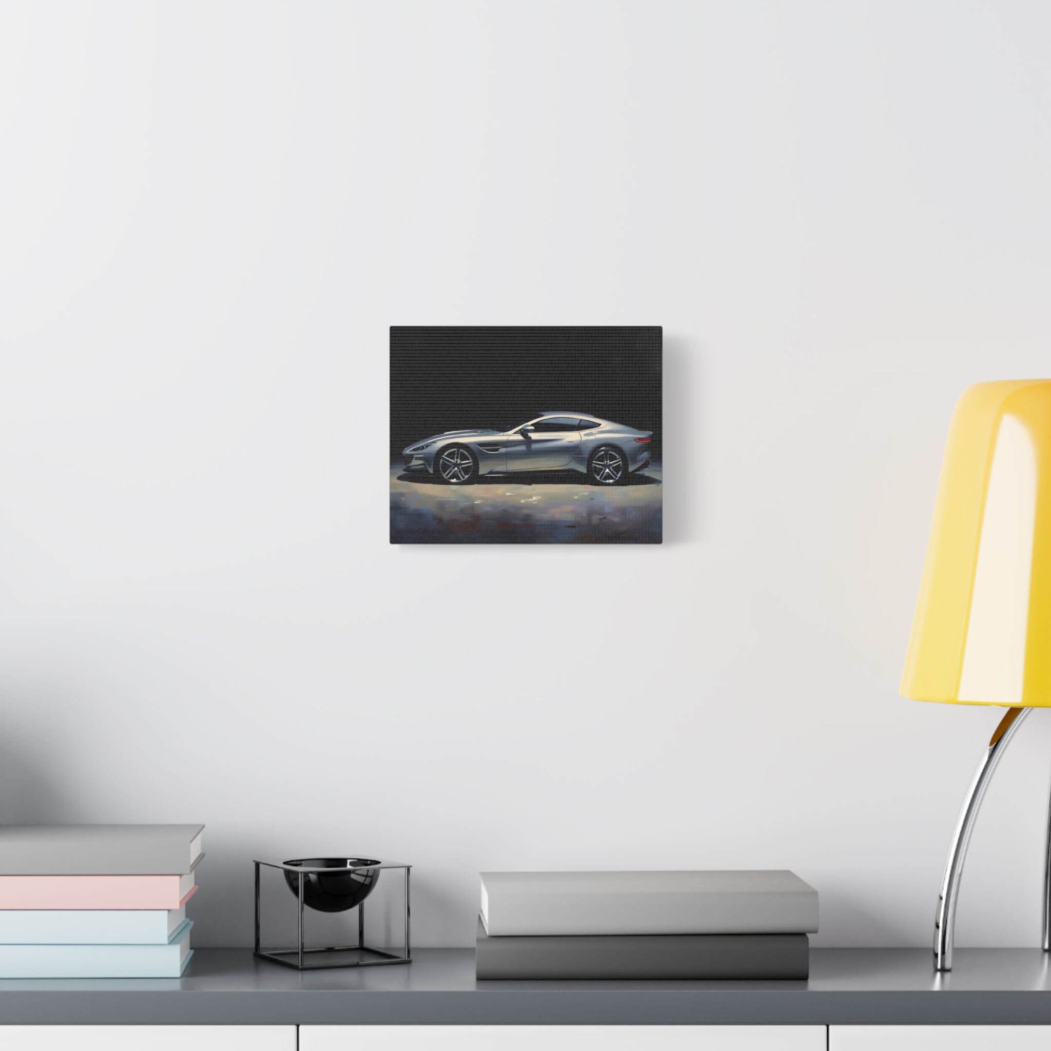 Silver Sports Car Matte Canvas Print — Modern Automotive Wall Art