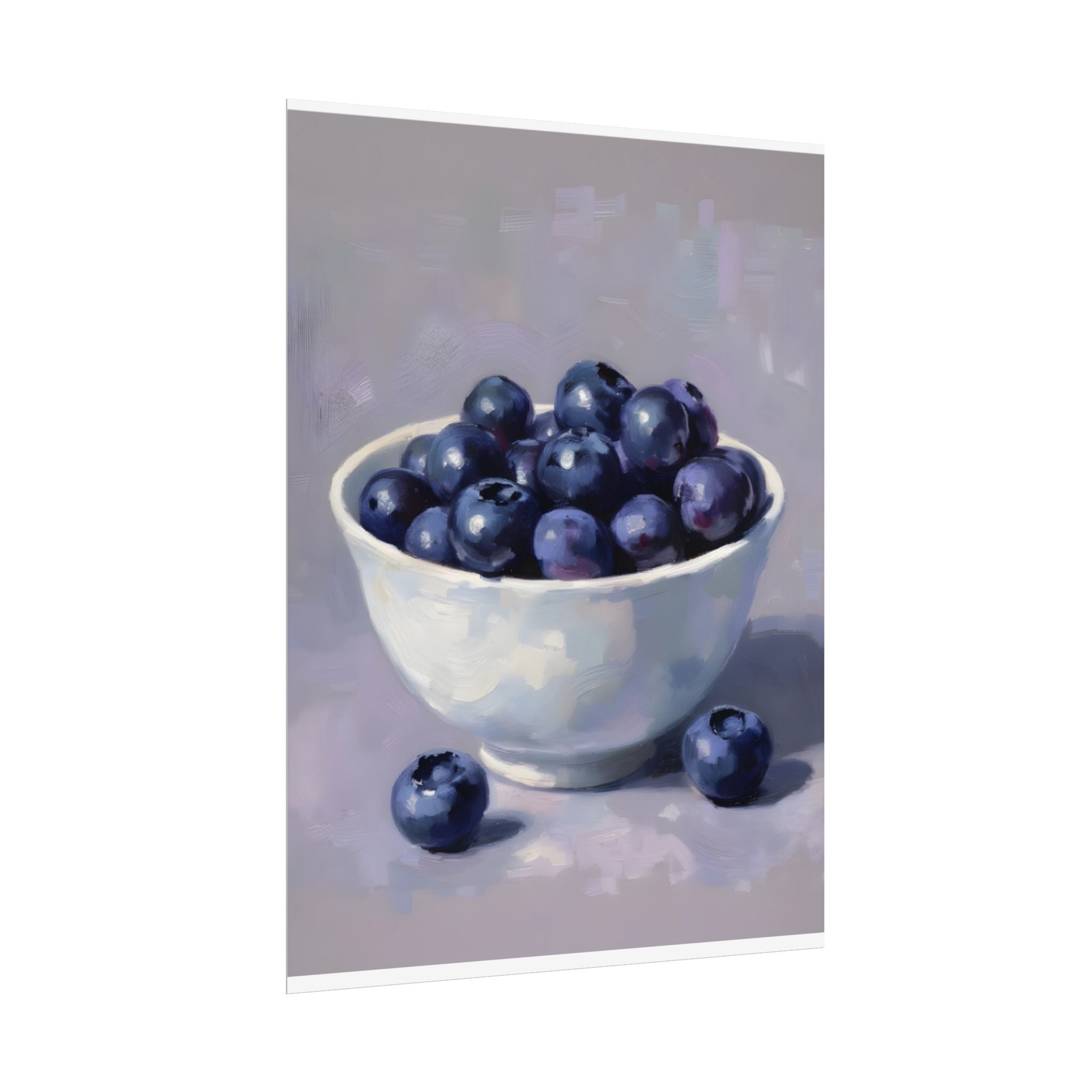 Blueberries Bowl Poster — Still Life Fruit Art Print (Rolled Poster)