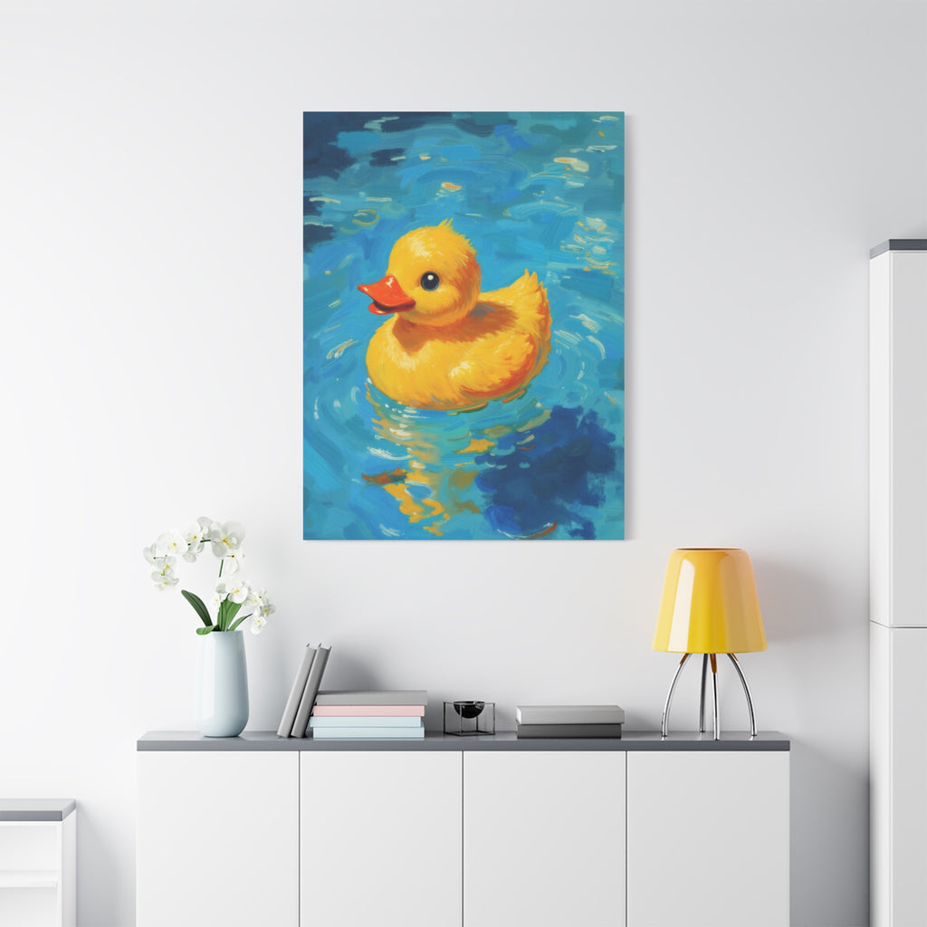 Rubber Duck Painting Canvas — Bright Yellow Nursery Wall Art
