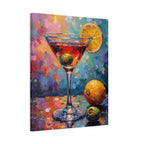 Buntes Martini-Glas-Leinwandbild mit matter Oberfläche - Keilrahmen