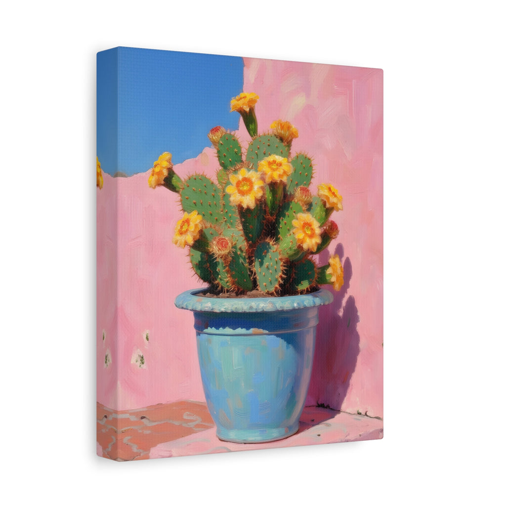 Cactus Roze Muurdecoratie - Gespannen Canvas 