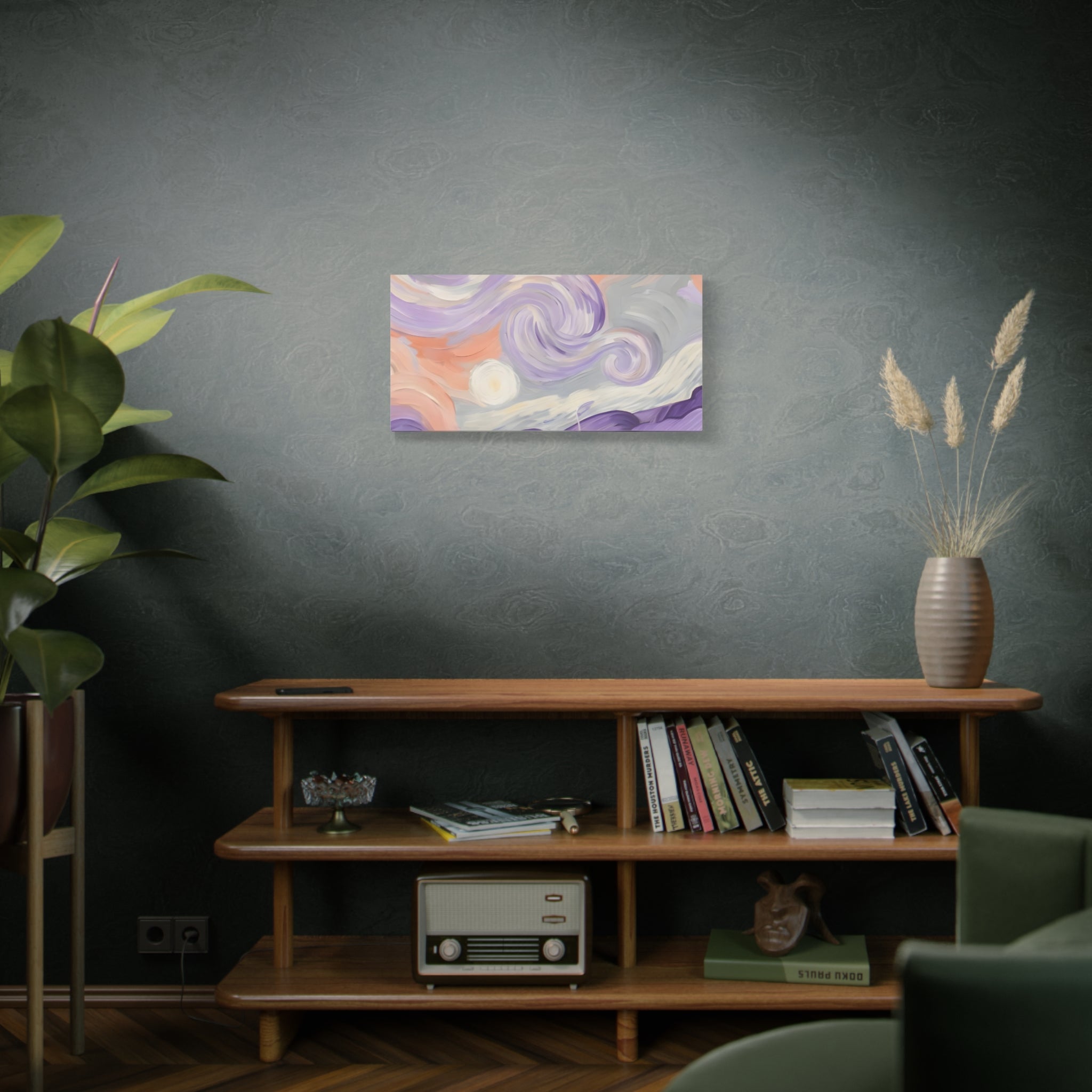 Abstract Swirl Canvas Art – Lavender & Peach Matte Stretched Canvas