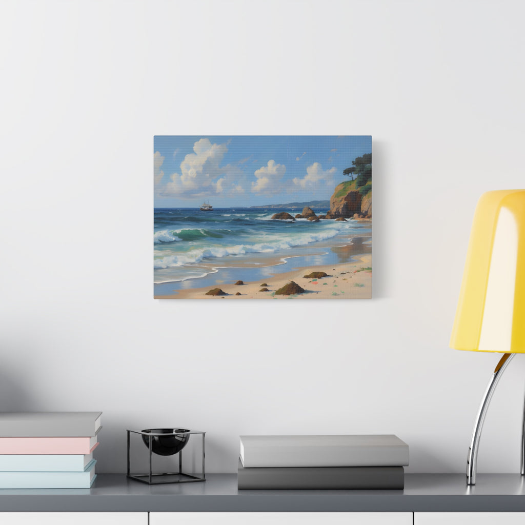 Seaside Beach Canvas Print — Coastal Landscape Matte Stretched Wall Art