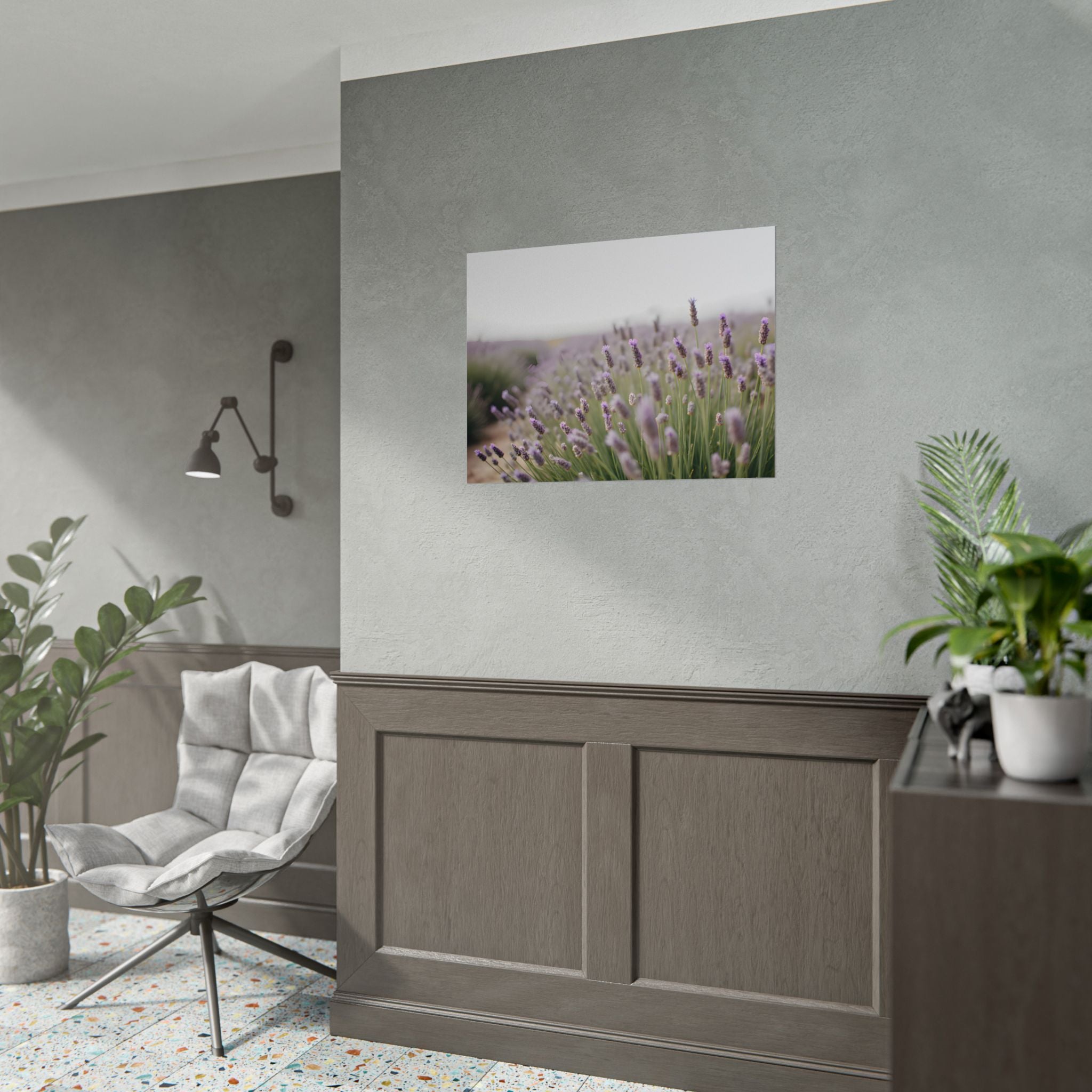Muurdecoratie met lavendelveld – Poster 