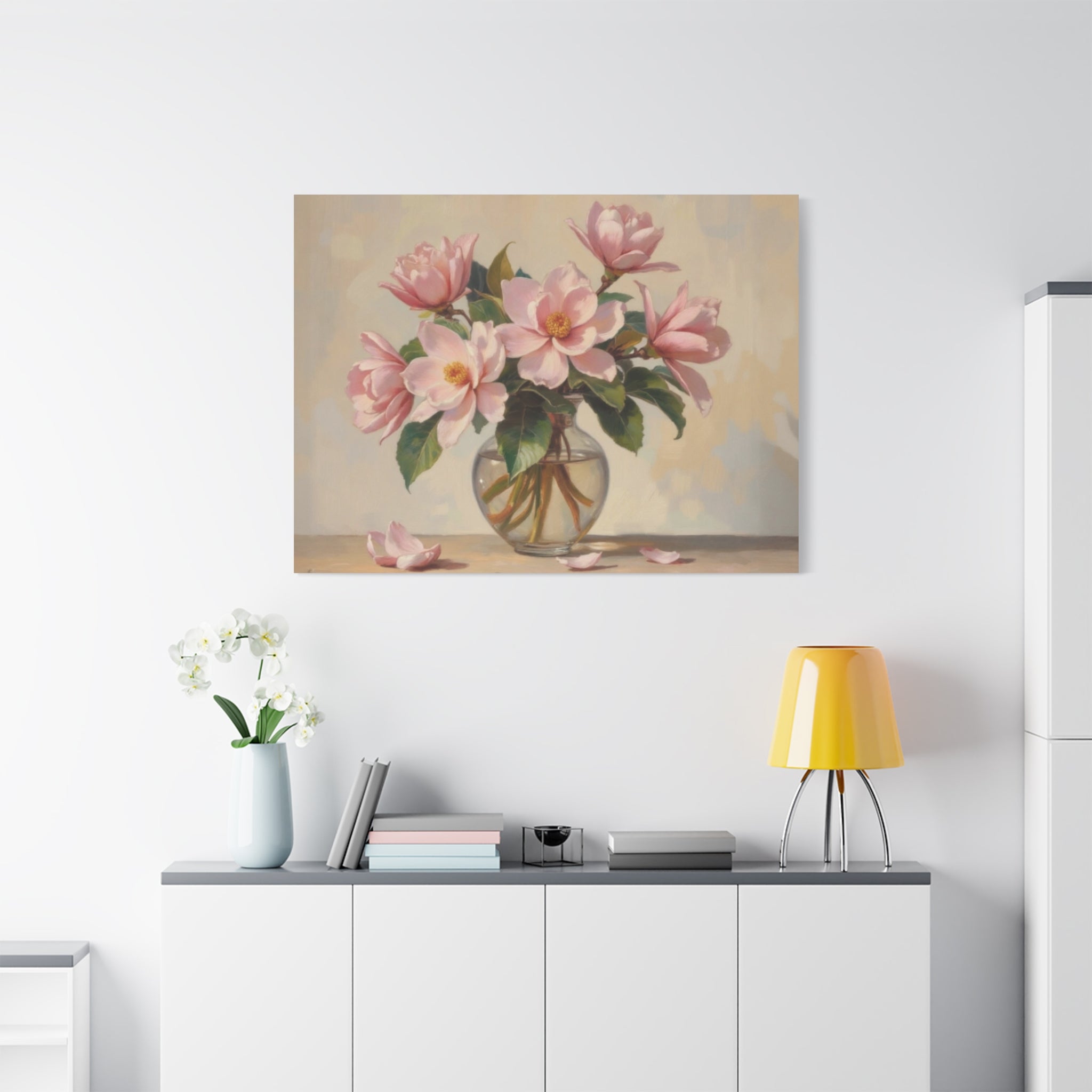 Pink Peonies Bouquet Canvas Wall Art - Stretched Matte Floral Print