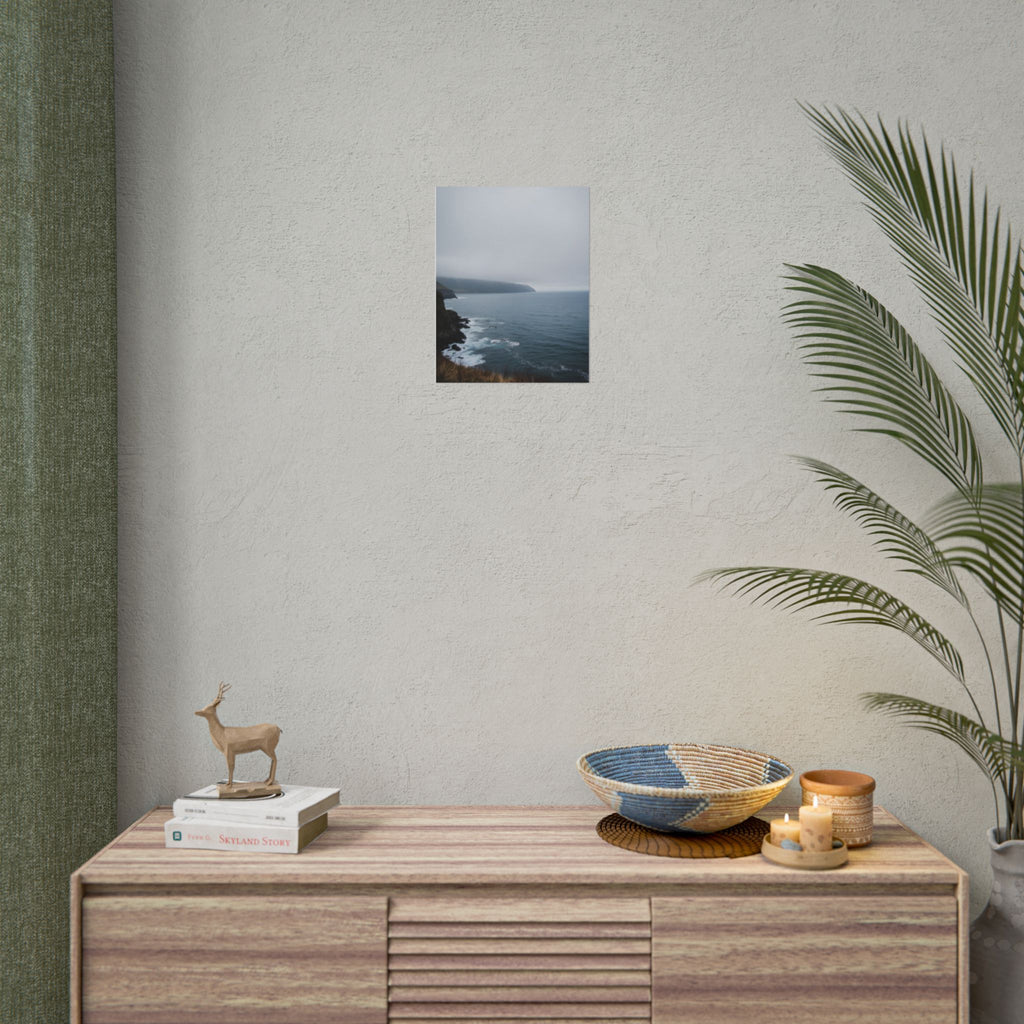 Muurdecoratie met mistige kustklif - Poster 