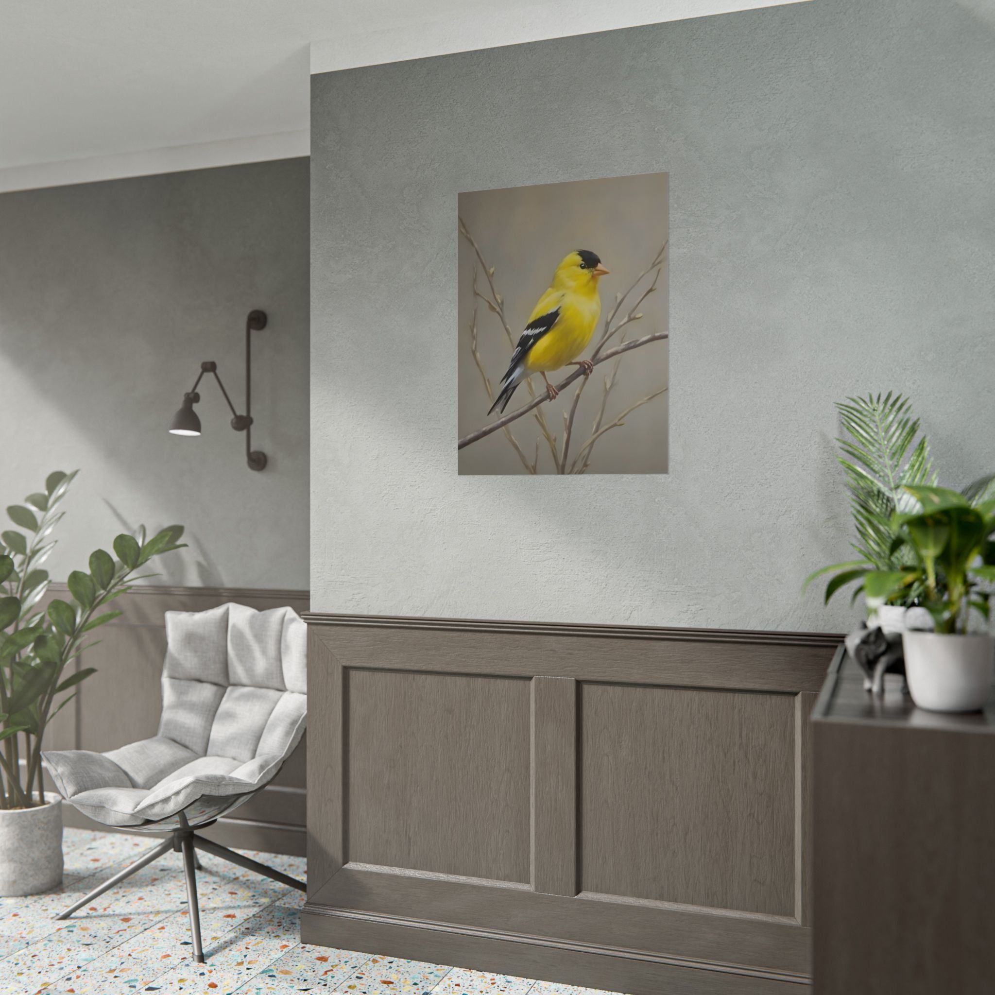 Goudvink Kunst Poster - Gele Zangvogel Print voor Natuurliefhebbers
