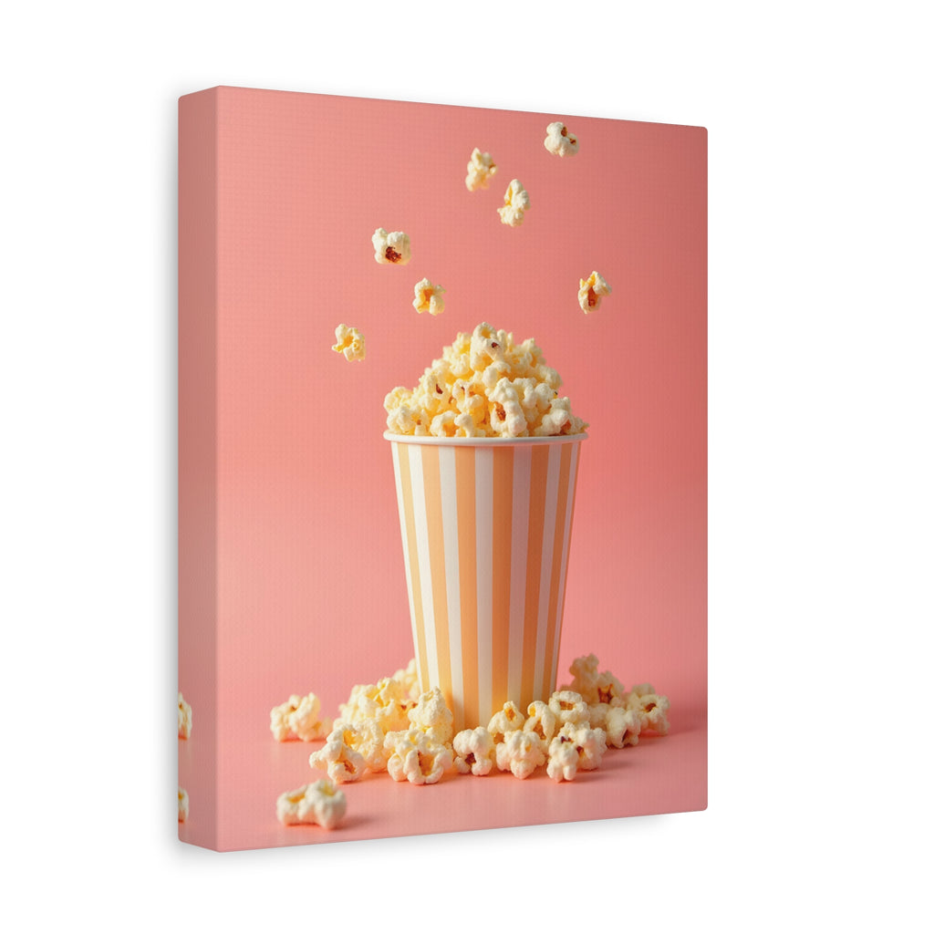 Popcorn met een roze achtergrond Muurdecoratie - Gespannen canvas 
