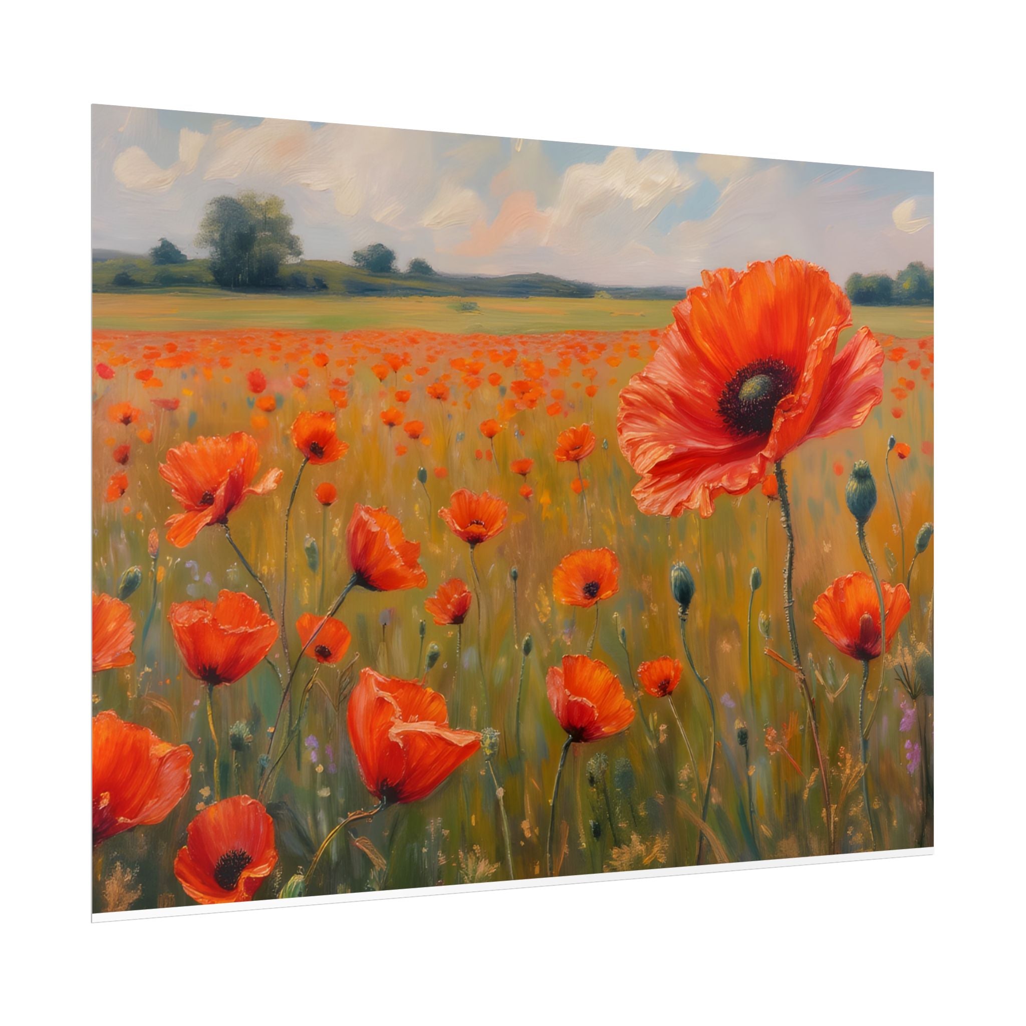 Poppy Field Art Poster - Rolled Floral Wall Print for Home & Office