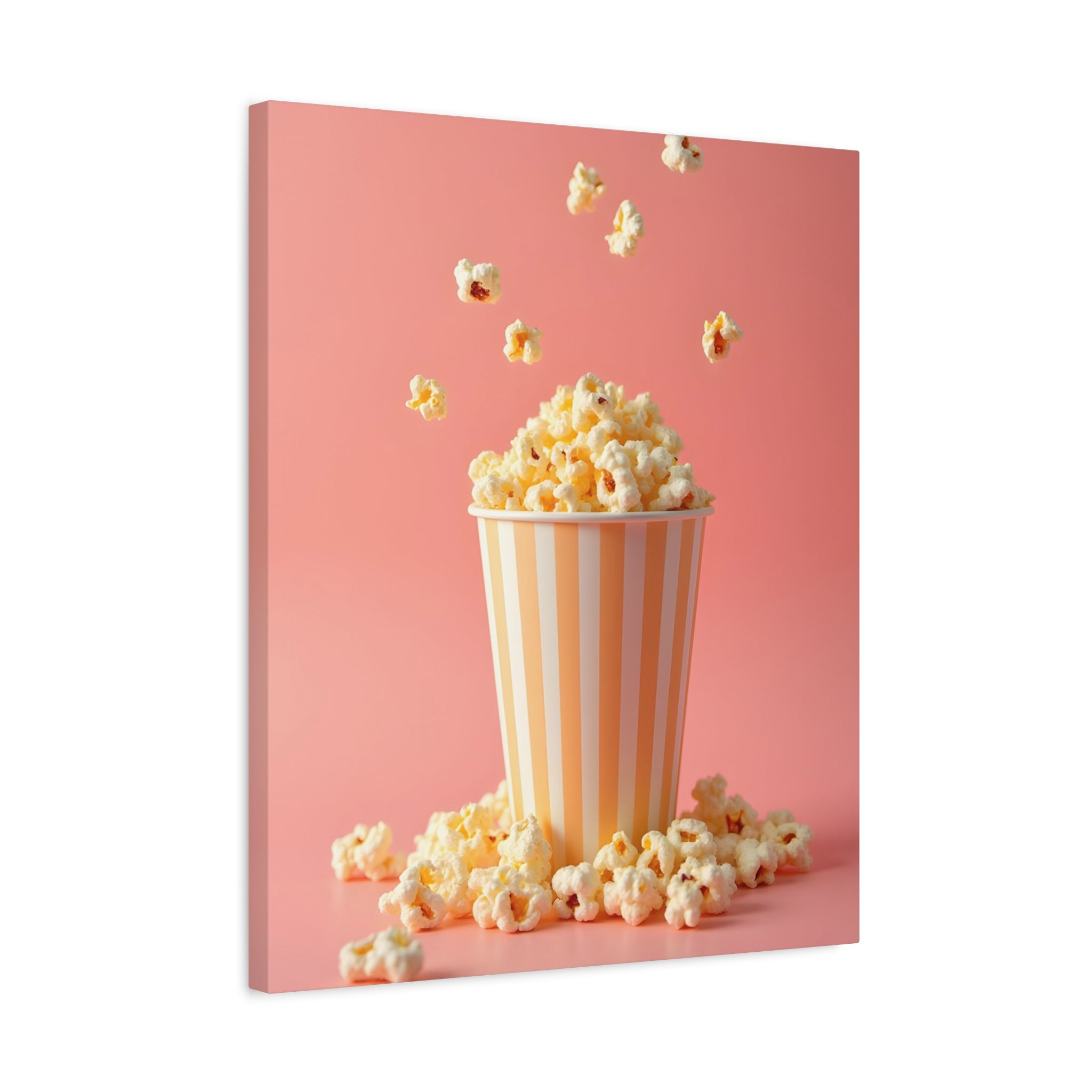 Popcorn met een roze achtergrond Muurdecoratie - Gespannen canvas 