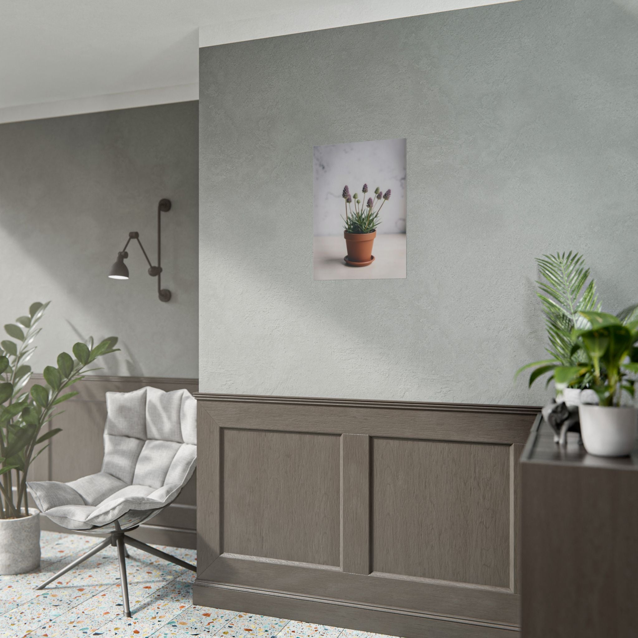 Muurdecoratie met alpengras in pot – Poster 