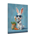 Blue Bunny Canvas Print — Cute Rabbit with Sunglasses & Ice Cream Matte Wall Art