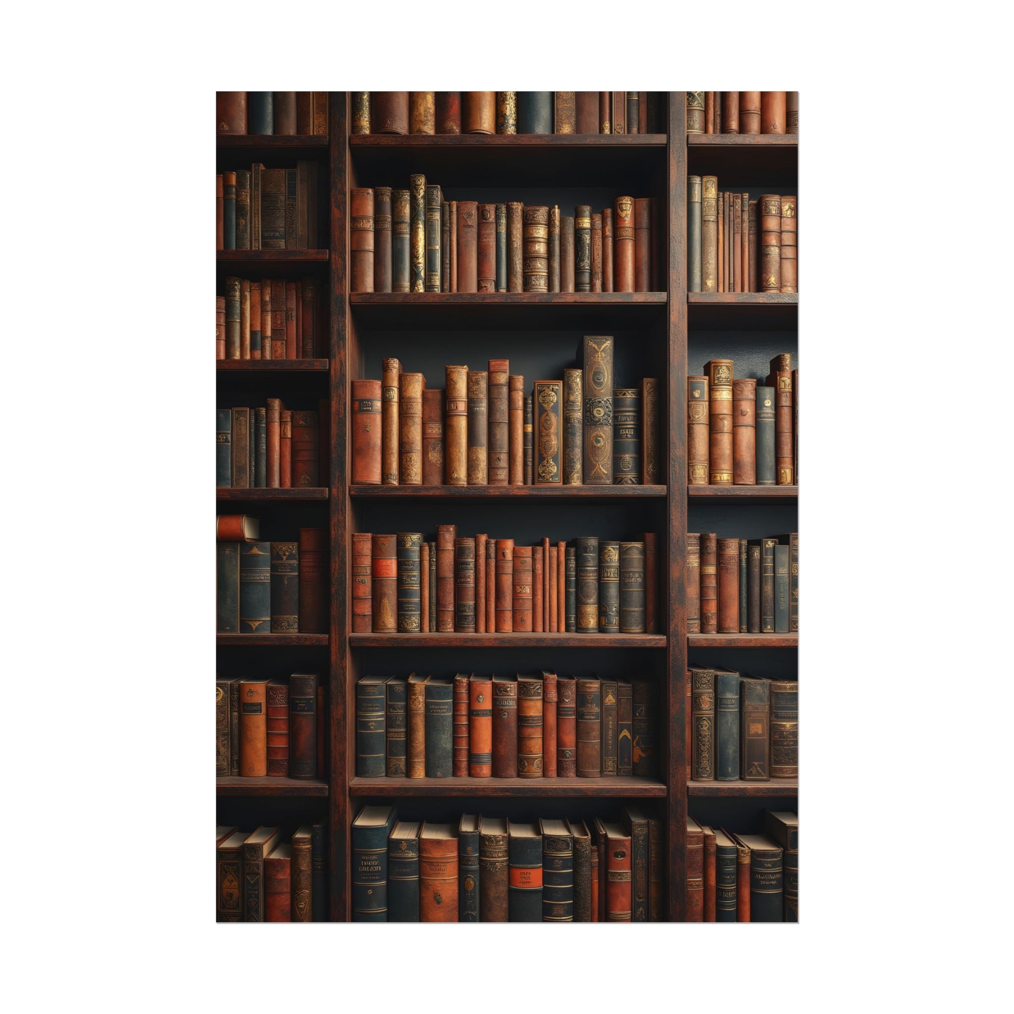 Vintage Library Bookshelf Rolled Poster - Antique Bookshop Wall Art