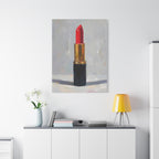 Red Lipstick Canvas Art — Cosmetic Pop Still Life Wall Decor
