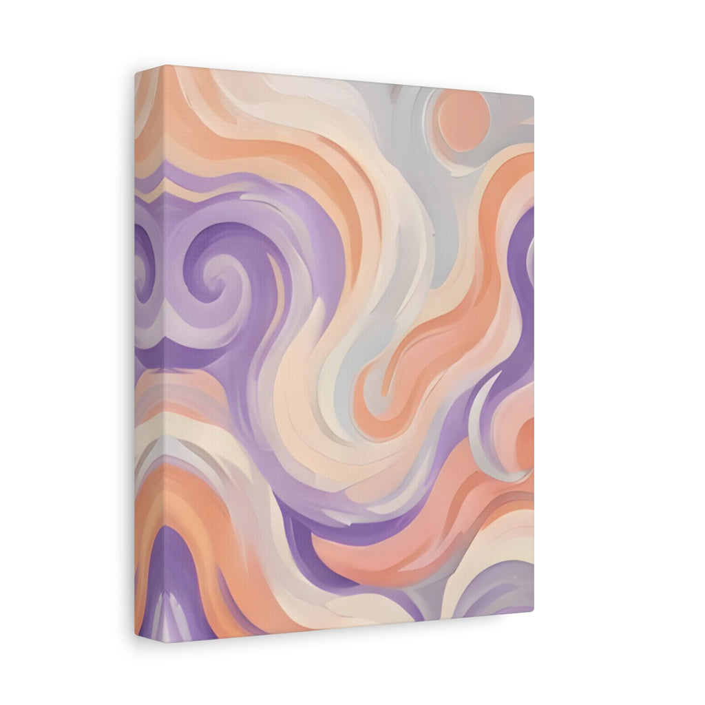 Abstract Swirl Matte Canvas Wall Art - Pastel Waves Stretched Print