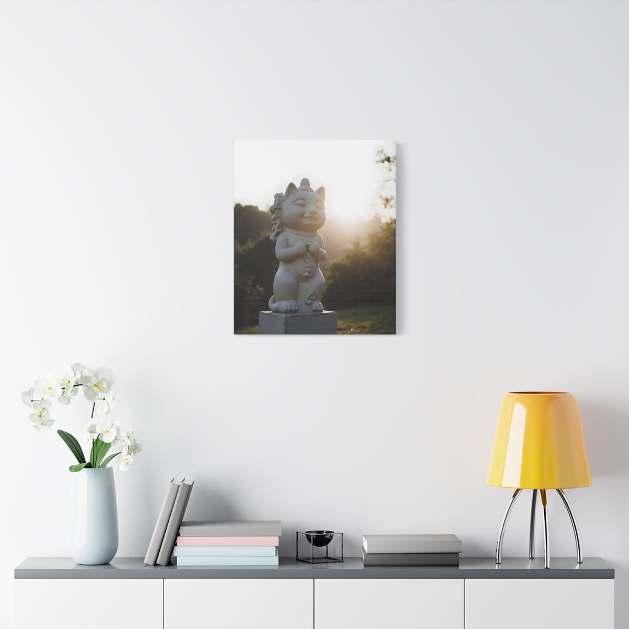 Sunlit Lucky Cat Wall Art - Stretched Canvas