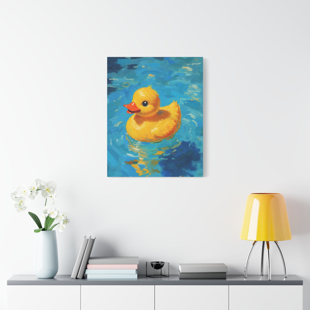 Rubber Duck Painting Canvas — Bright Yellow Nursery Wall Art