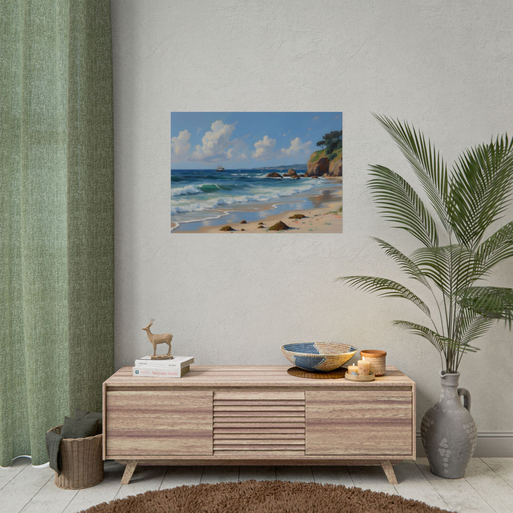 Coastal Seascape Poster - Rolled Beach Print, Ocean Waves Wall Art