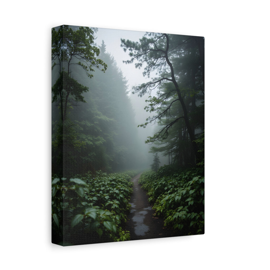 Misty Forest Path  Stretched Wall Art - Canvas Print