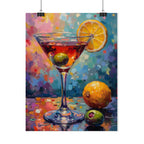 Buntes Martiniglas mit Zitrone und Olive – Wandbild/Poster 