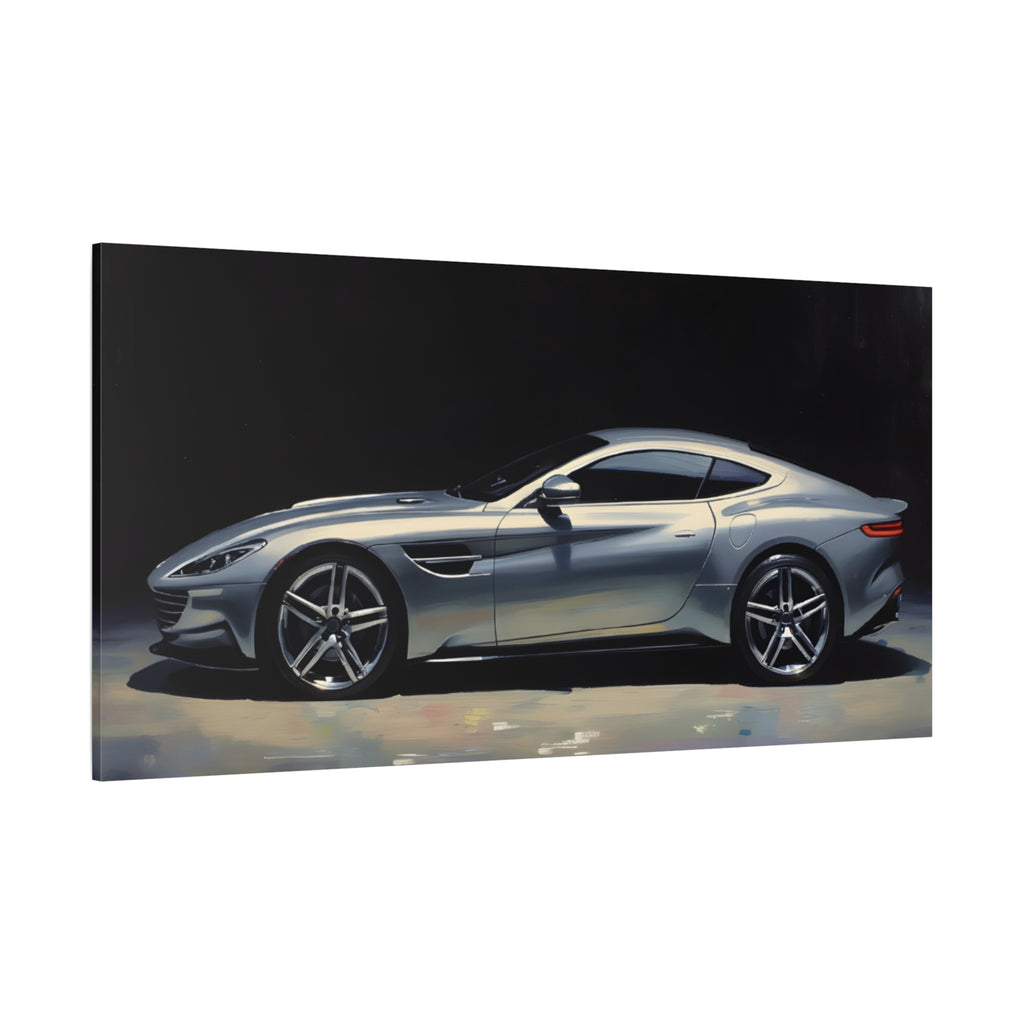 Silver Sports Car Matte Canvas Print — Modern Automotive Wall Art