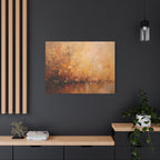 Abstracte muurdecoratie met gouden weidemotief - opgespannen canvas 