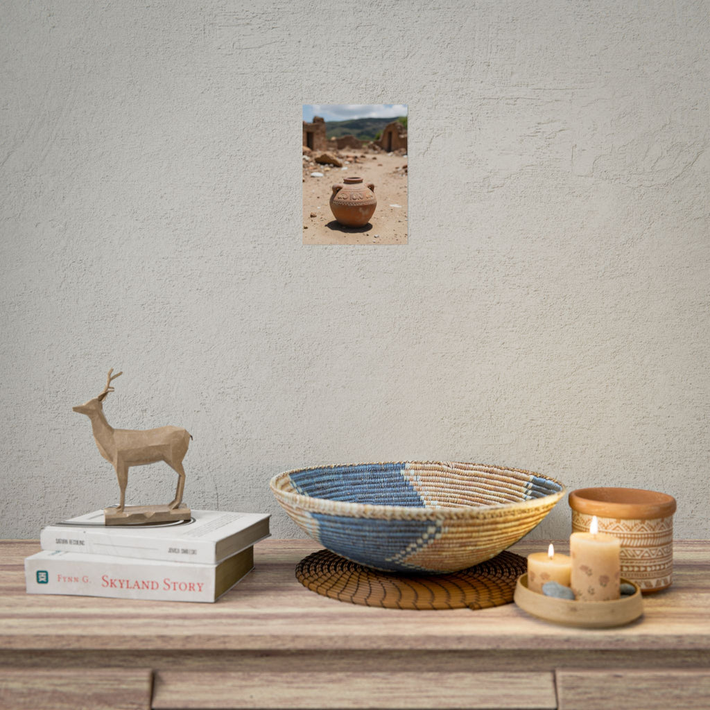 Rustieke terracotta bloempotwoestijnposter - opgerolde fotoafdruk