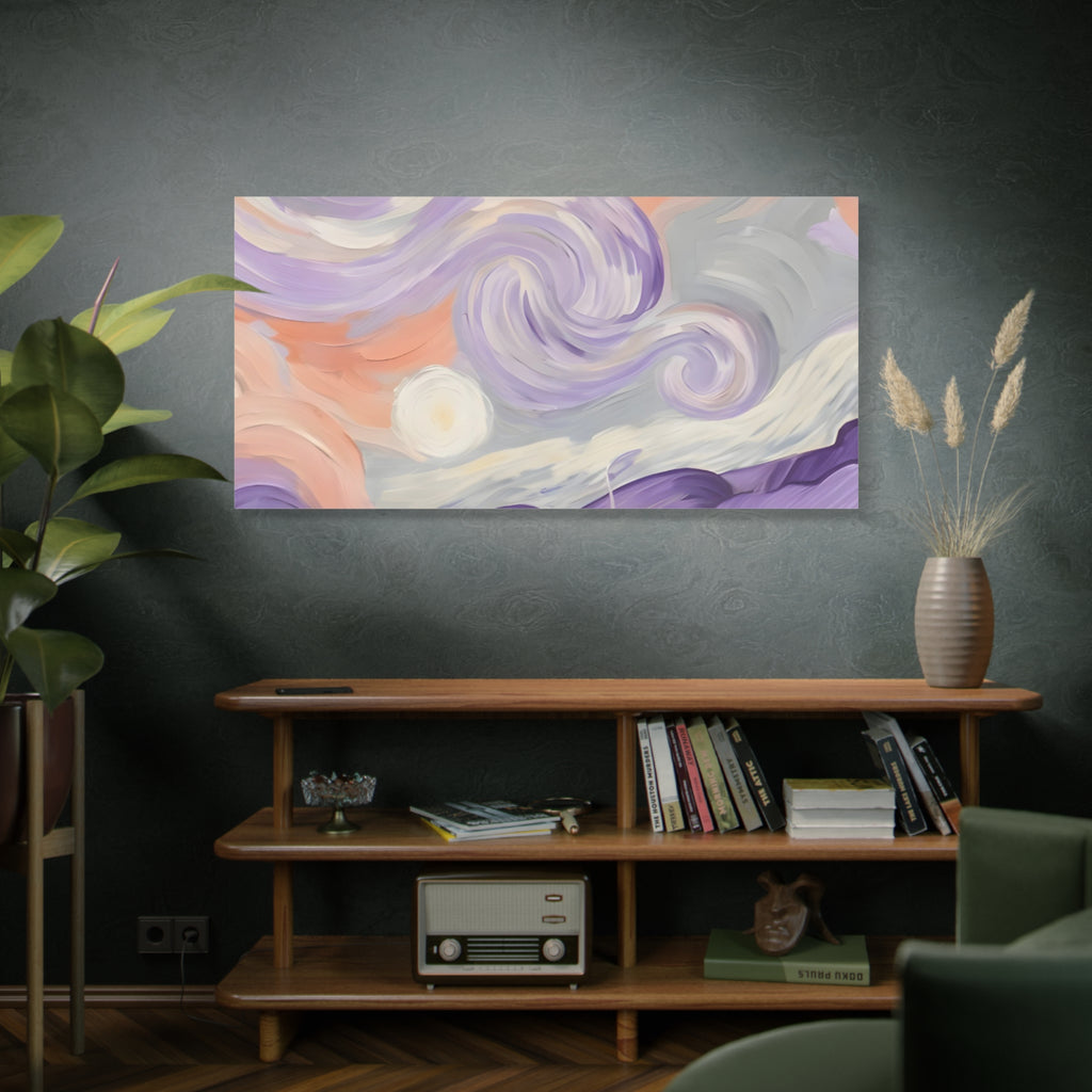 Abstract Swirl Canvas Art – Lavender & Peach Matte Stretched Canvas