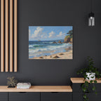 Seaside Beach Canvas Print — Coastal Landscape Matte Stretched Wall Art