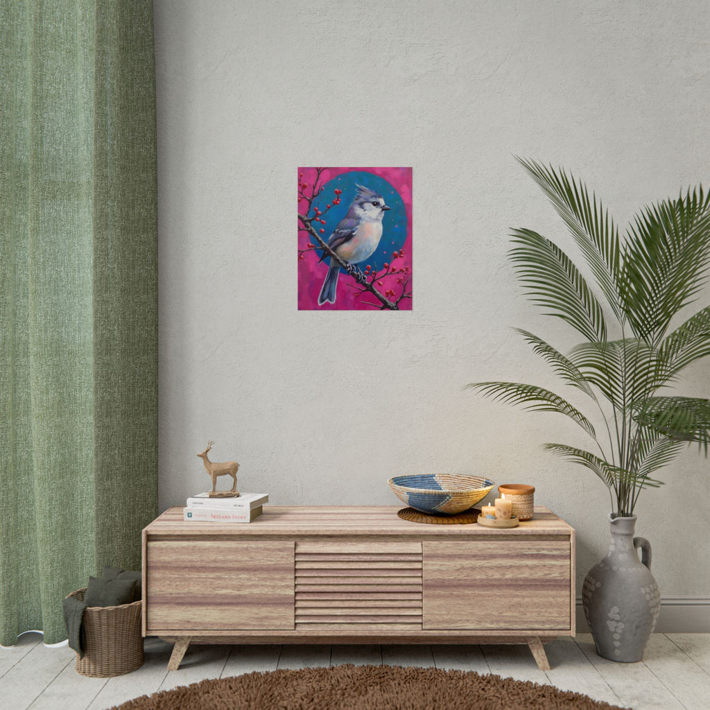 Wandbild/Poster: Blauhäher auf einem Stechpalmenzweig 