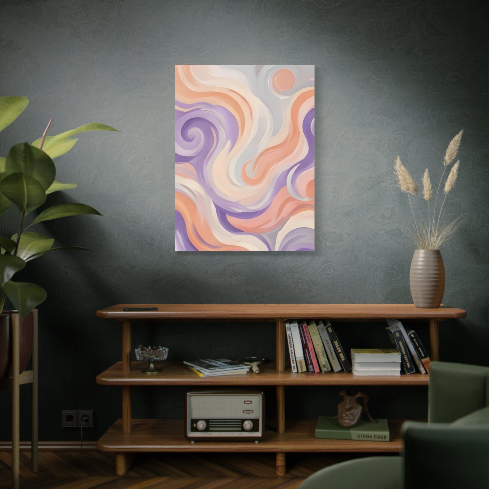Abstract Swirl Matte Canvas Wall Art - Pastel Waves Stretched Print