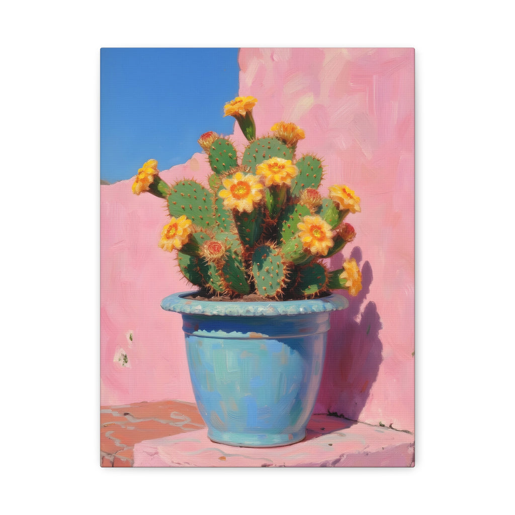 Cactus Roze Muurdecoratie - Gespannen Canvas 