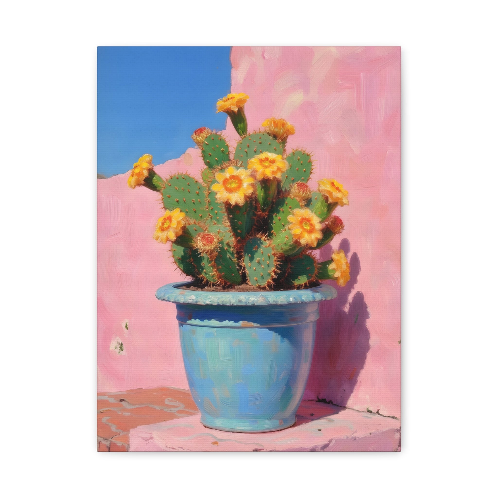 Cactus Roze Muurdecoratie - Gespannen Canvas 