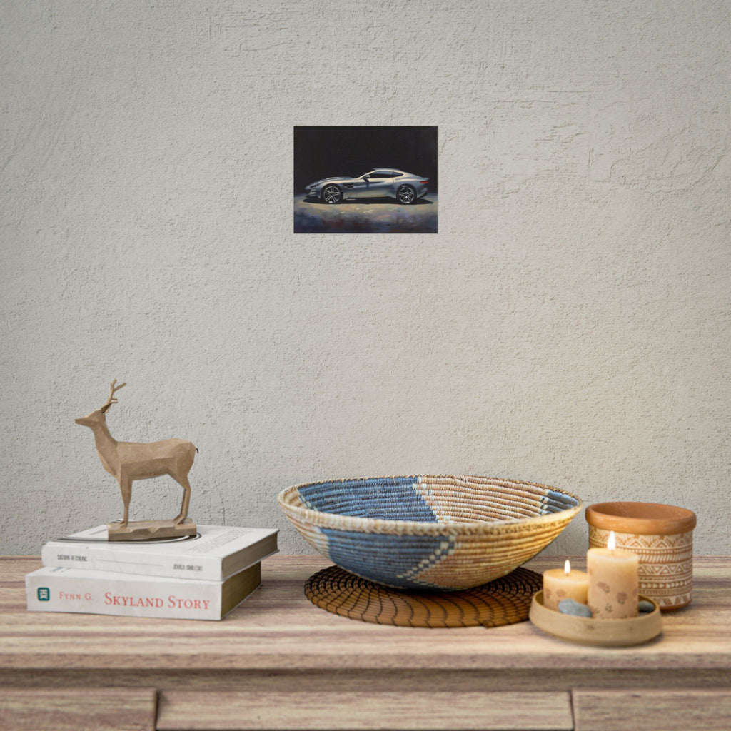 Sports Car Poster - Silver GT Automotive Art Print (Rolled Poster)