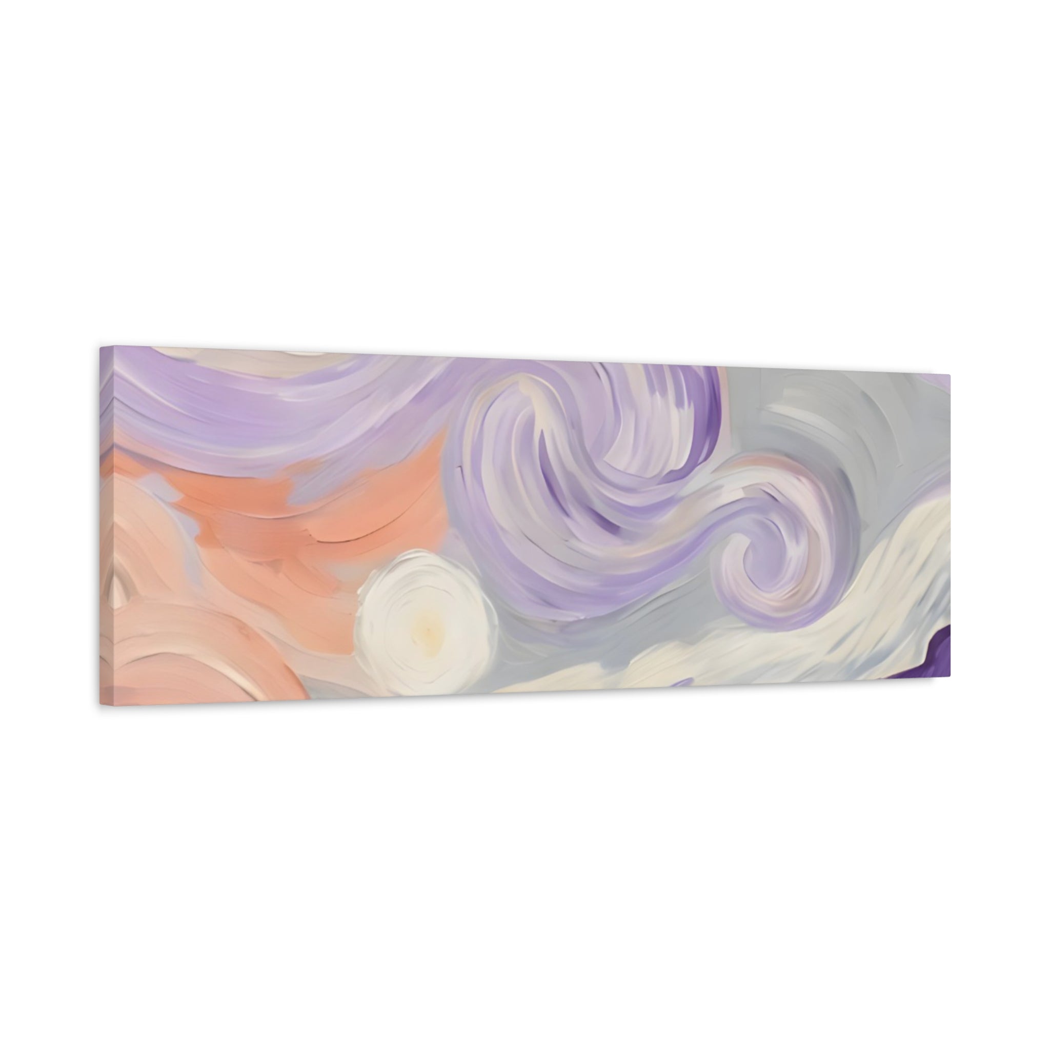 Abstract Swirl Canvas Art – Lavender & Peach Matte Stretched Canvas