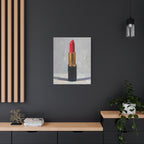 Red Lipstick Canvas Art — Cosmetic Pop Still Life Wall Decor
