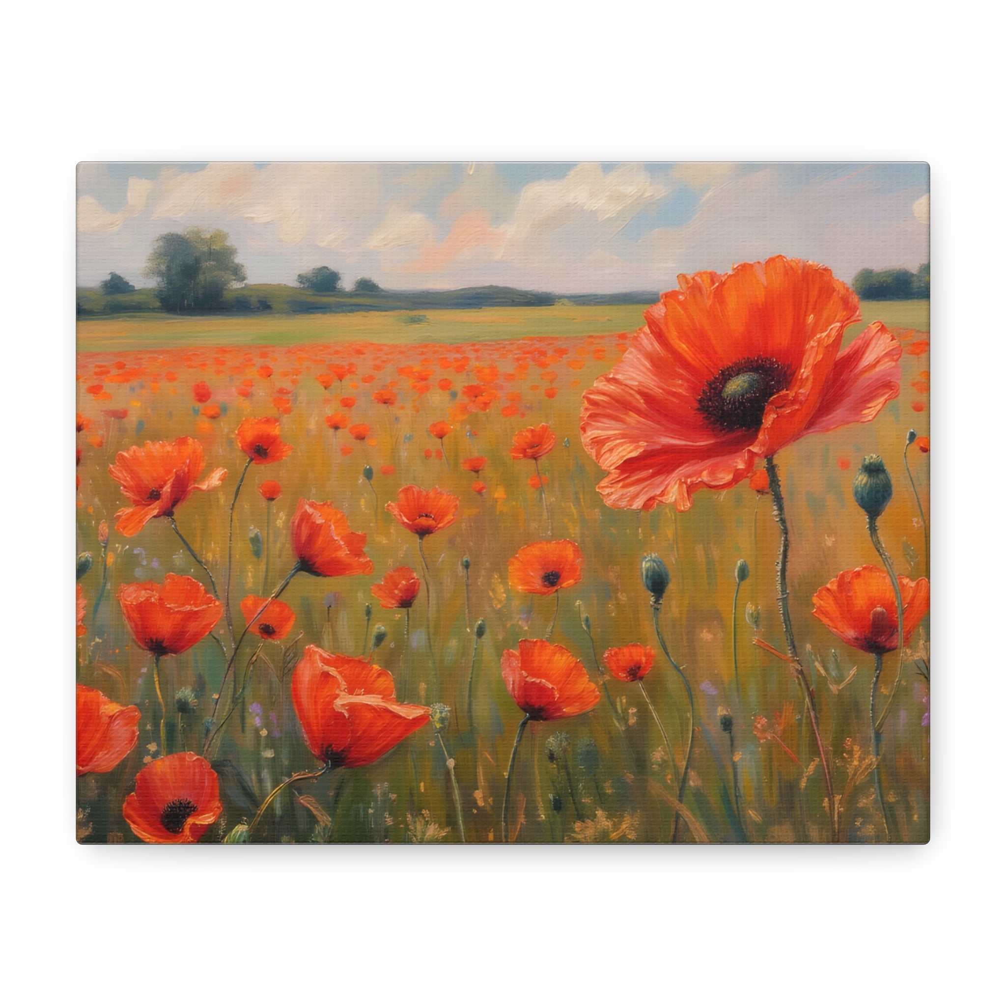 Poppy Field Canvas Wall Art — Matte Stretched Floral Painting