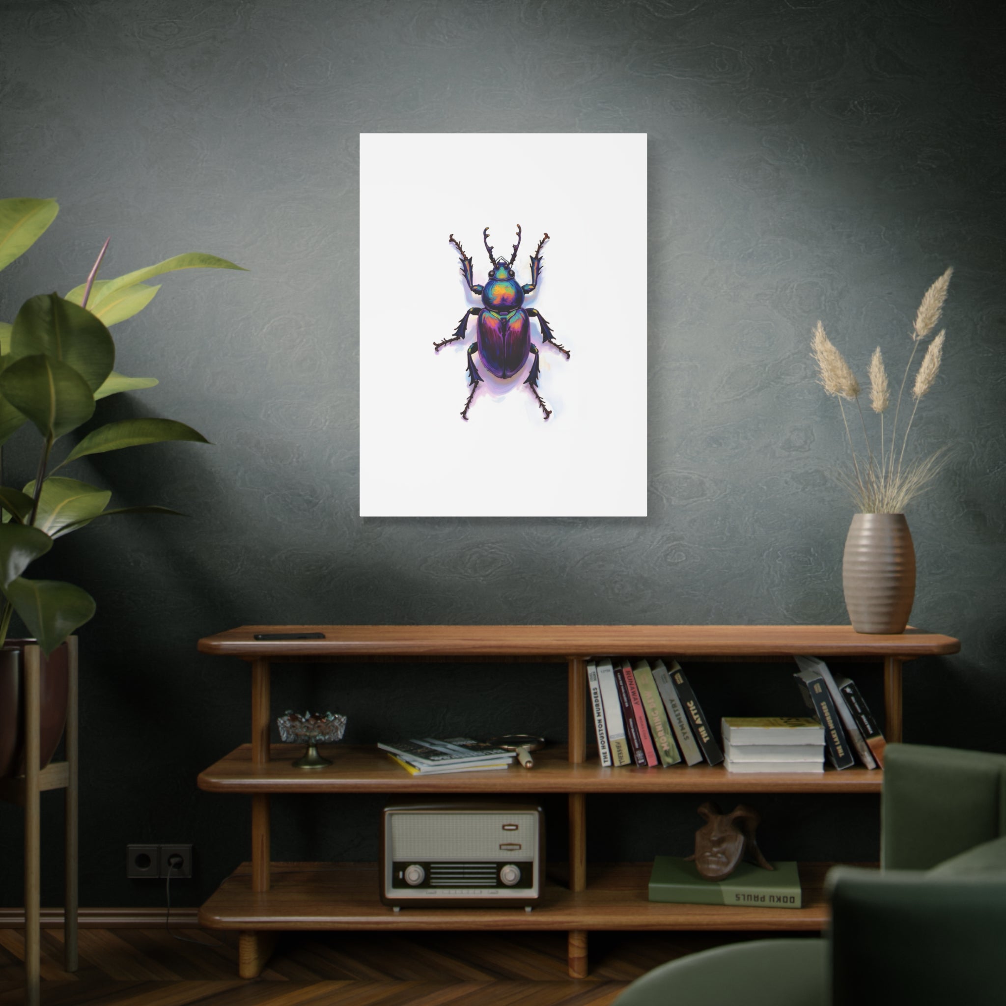 Iriserende kever muurdecoratie – opgespannen canvas 