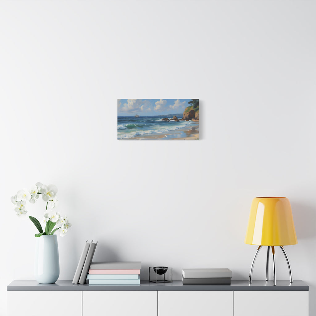 Seaside Beach Canvas Print — Coastal Landscape Matte Stretched Wall Art
