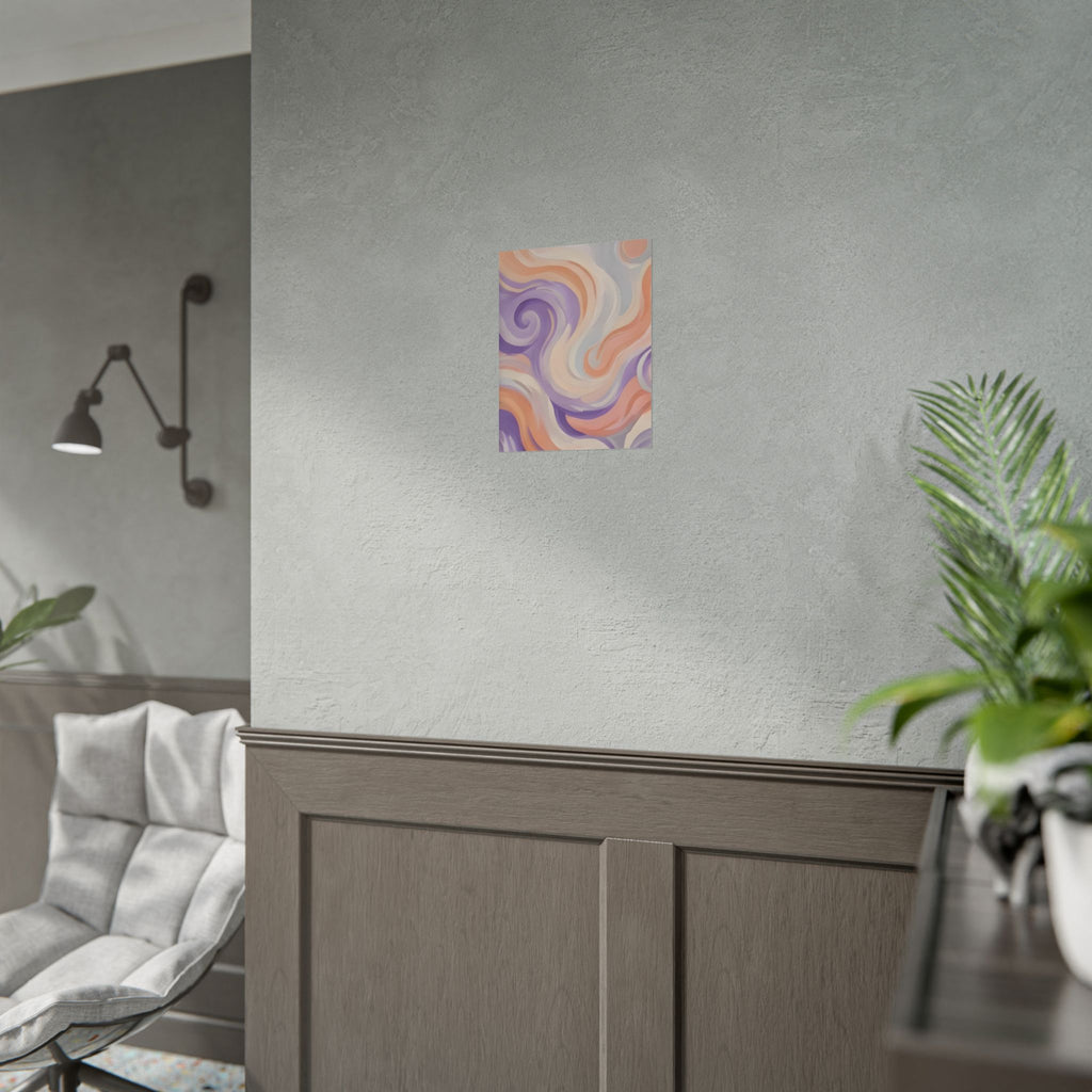 Abstract Swirl Poster - Peach & Lavender Fluid Art Rolled Wall Print