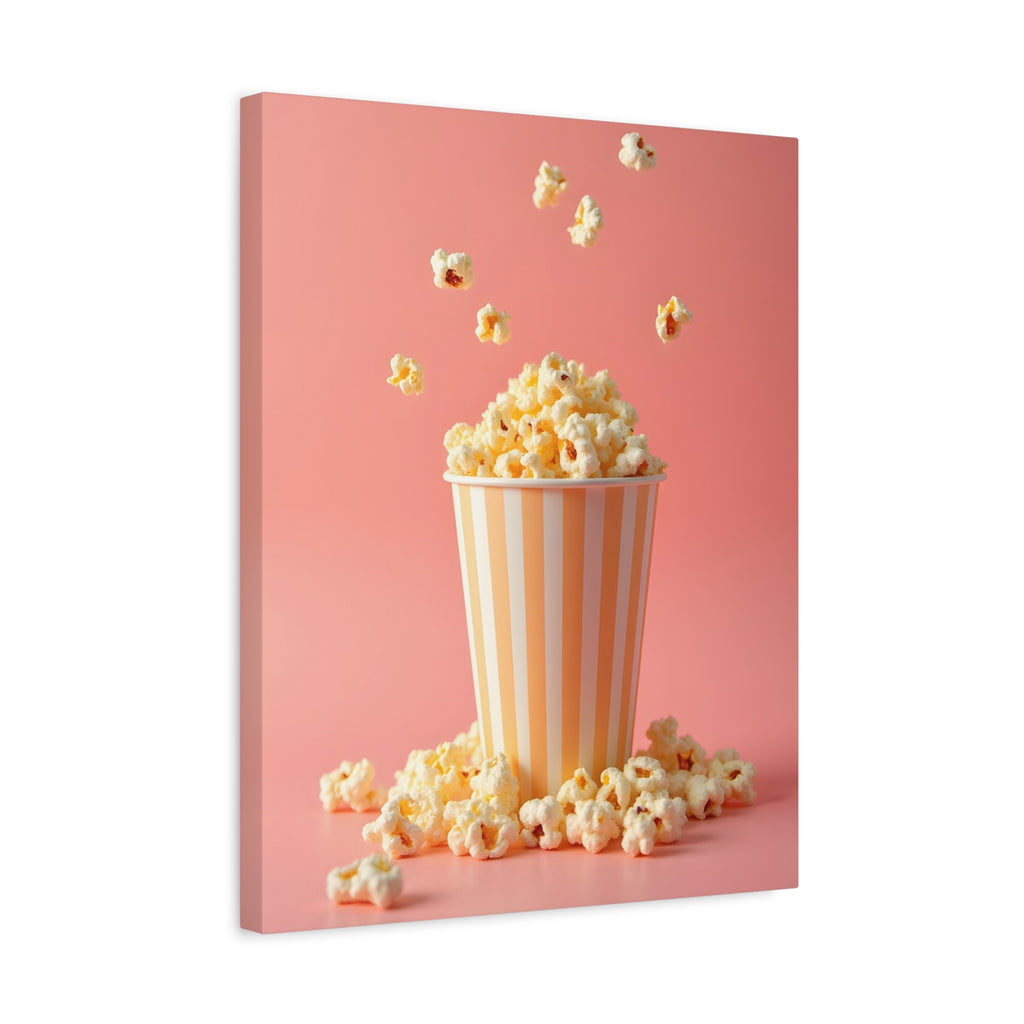 Popcorn met een roze achtergrond Muurdecoratie - Gespannen canvas 