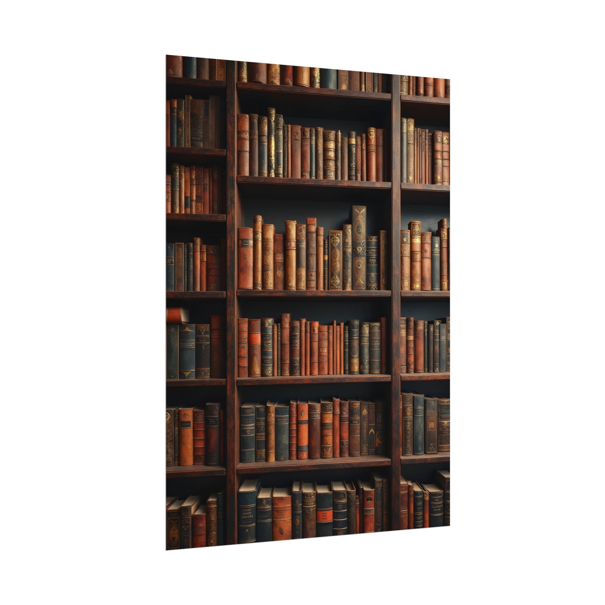 Vintage Library Bookshelf Rolled Poster - Antique Bookshop Wall Art