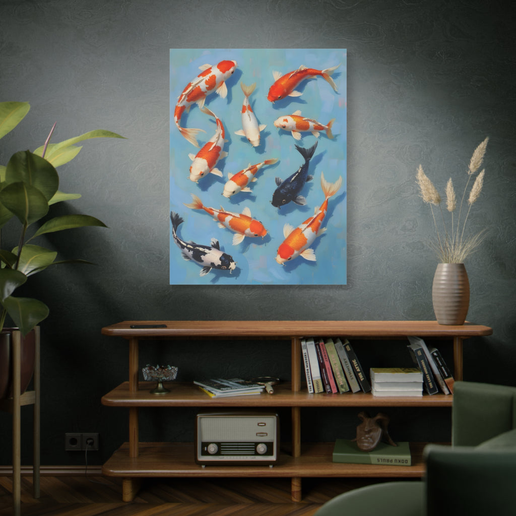 Koi Pond Canvas Art - Stretched Matte Fish Wall Decor