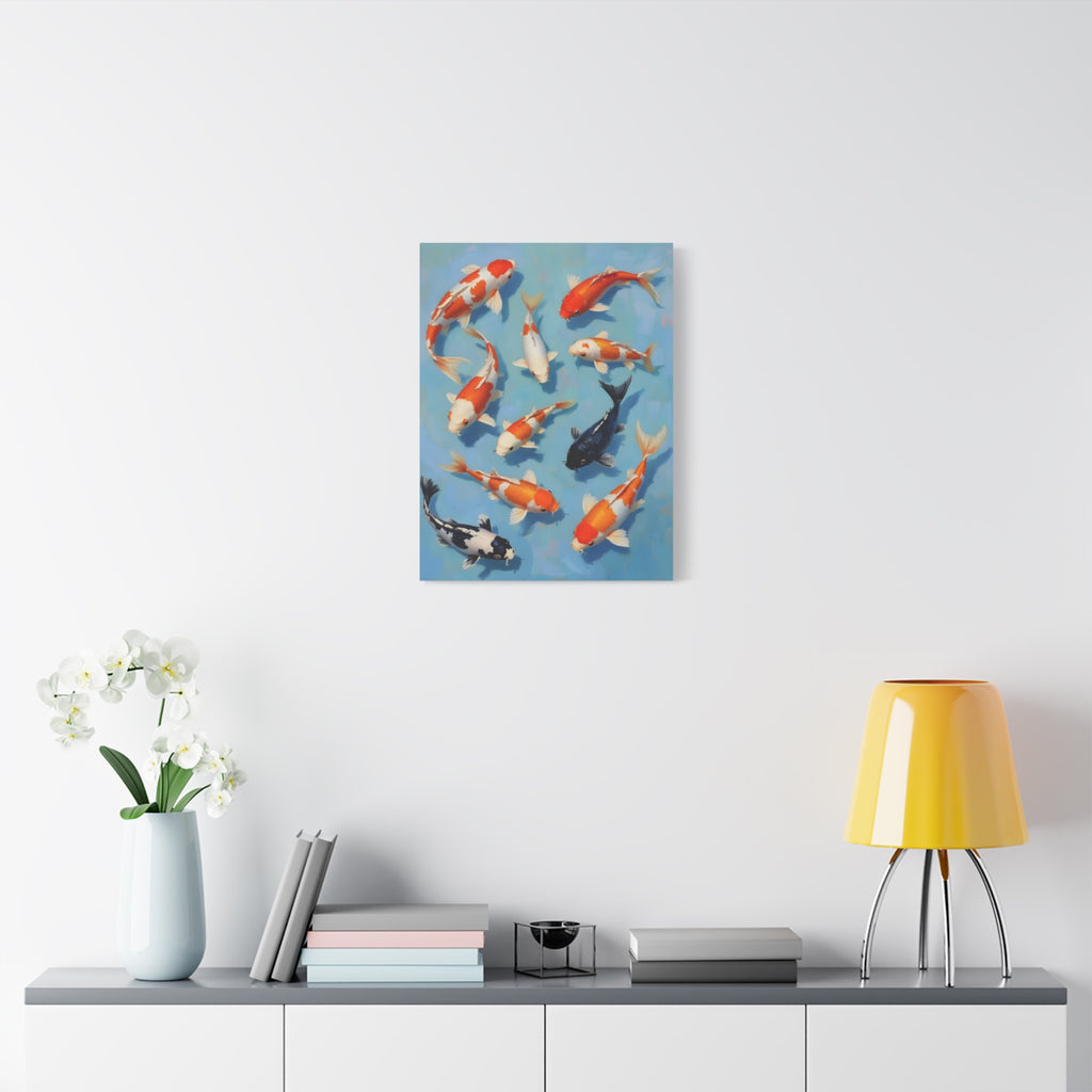 Koi Pond Canvas Art - Stretched Matte Fish Wall Decor